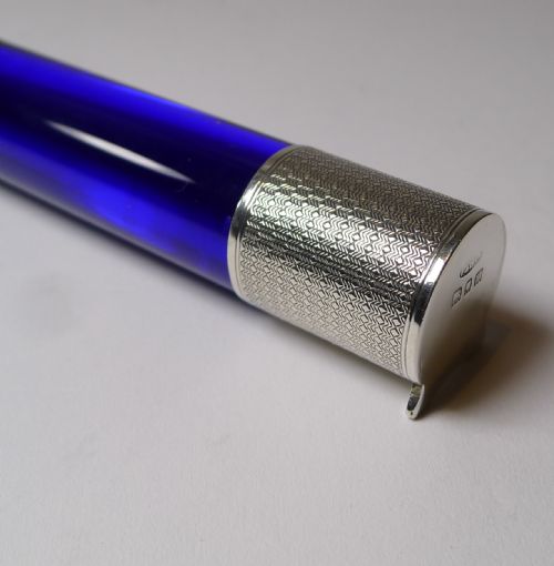 fig 1. Art Deco Blue Glass & Sterling Silver Ruler - 1927