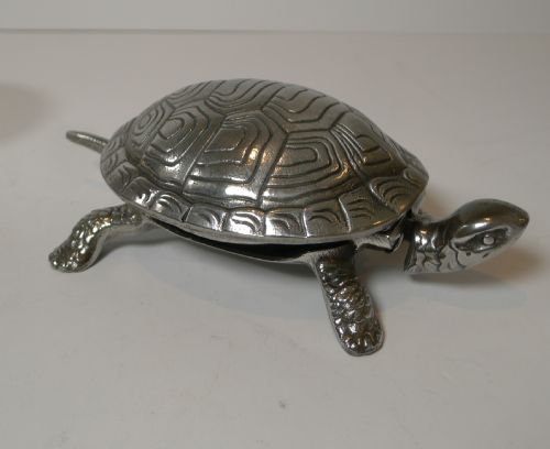 Handsome German Figural Mechanical Desk / Counter Bell, Tortoise
