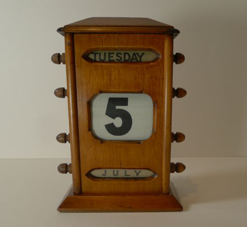 Antique English Mahogany Perpetual Calendar C.1900 - 8 1/2"