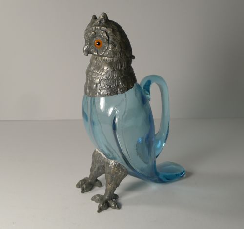 Rare Early 20th Century Austrian Novelty Owl Decanter C.1910