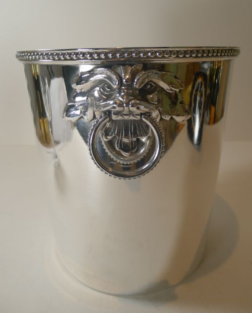 French Silver Plated Champagne Bucket - Foo Dog Handles by Ercuis, Paris