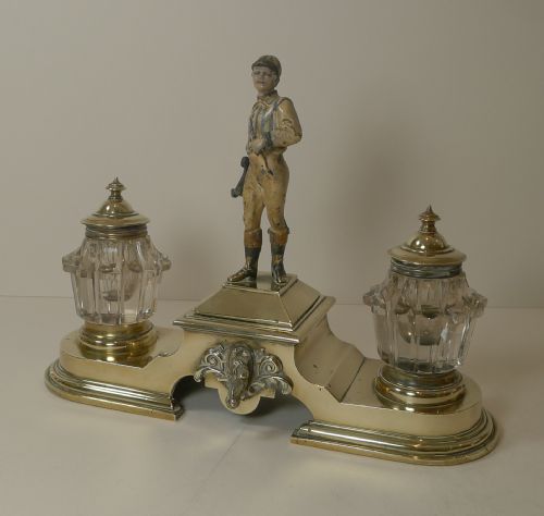 Fabulous Equestrian / Horse Racing Inkstand C.1890 - Jockey