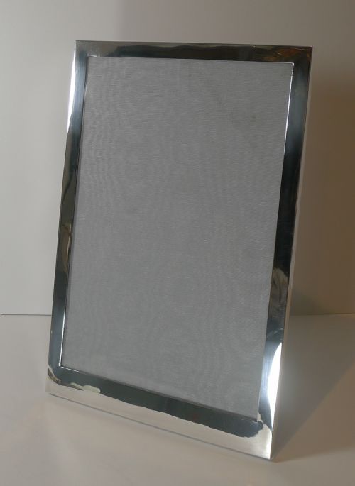 Smart Very Large Antique English Sterling Silver Photograph / Picture Frame