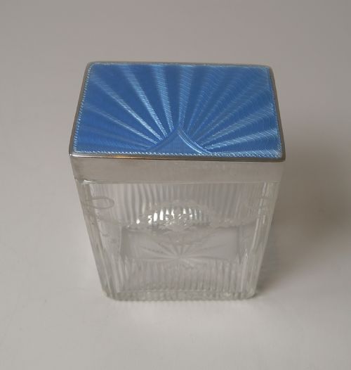 Stunning Blue Enamel and English Silver Lidded Jar / Box - 1933