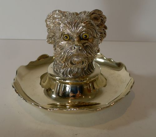 fig 1. Antique Figural Inkwell - Greyfriars Bobby - Dog - c.1880