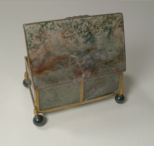 Antique French Moss Agate and Gilded Box - 19th Century