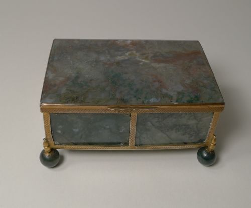 fig 1. Antique French Moss Agate and Gilded Box - 19th Century