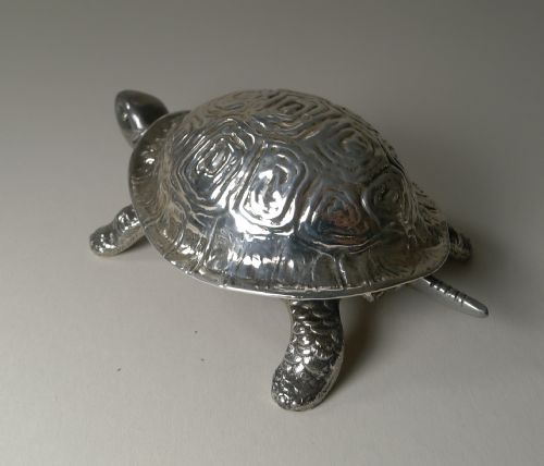 ANTIQUE ENGLISH STERLING SILVER NOVELTY MECHANICAL DESK BELL CHESTER 1911 - ADDITIONAL PHOTO 3