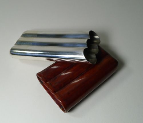 Fine Italian Leather and Sterling Silver Cigar Case C.1950