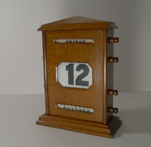 Large Antique English Oak Perpetual Calendar C.1920
