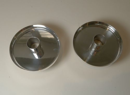 LIBERTY CO PAIR MODERNIST SILVER PLATED CANDLESTICKS C 1950 1960 - ADDITIONAL PHOTO 4