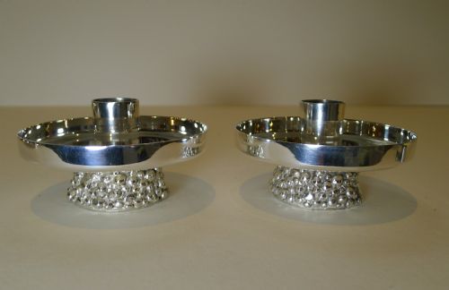 LIBERTY CO PAIR MODERNIST SILVER PLATED CANDLESTICKS C 1950 1960 - ADDITIONAL PHOTO 10