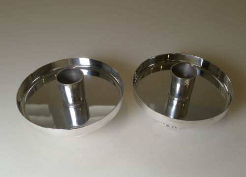 LIBERTY CO PAIR MODERNIST SILVER PLATED CANDLESTICKS C 1950 1960 - ADDITIONAL PHOTO 12