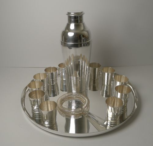 Luc Lanel for Christofle Cocktail Shaker / Bar Set C.1930's