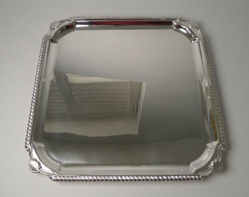Large English Square Silver Plated Cocktail / Drinks Tray C.1930