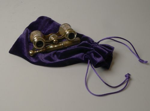 fig 2. Fabulous Pair Antique French Mother of Pearl Opera Glasses c.1900 - Lorgnette Handle