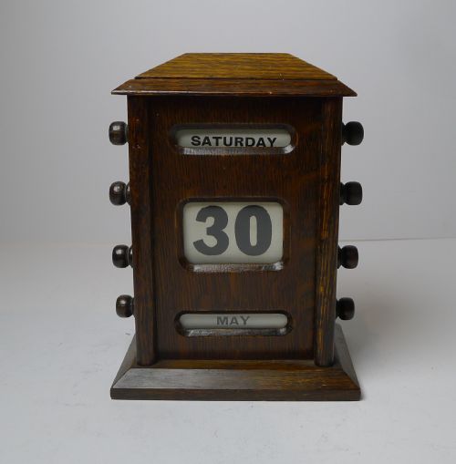 Small Antique English Oak Perpetual Calendar C.1900