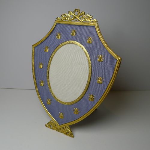 LARGE ANTIQUE FRENCH GILDED BRONZE PHOTOGRAPH FRAME NAPOLEONIC BEES C1900 - ADDITIONAL PHOTO 6