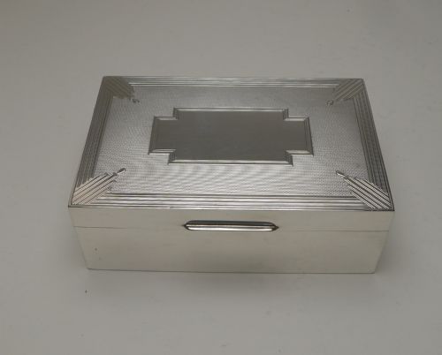 Outstanding Art Deco Silver Cigarette / Table Box - 1934