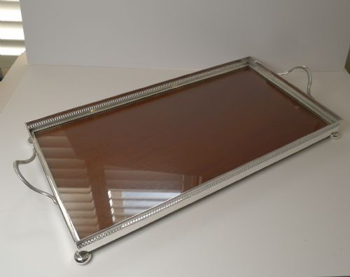 Mahogany, Glass & Silver Plated Tray by John Grinsell & Sons C.1900