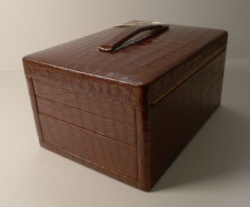 fig 2. Fine Antique English Crocodile Jewellery Box c.1900 by Mappin & Webb