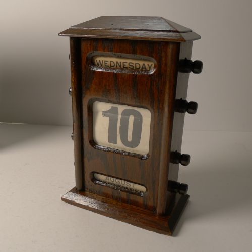 Antique English Oak Perpetual Calendar, C.1910