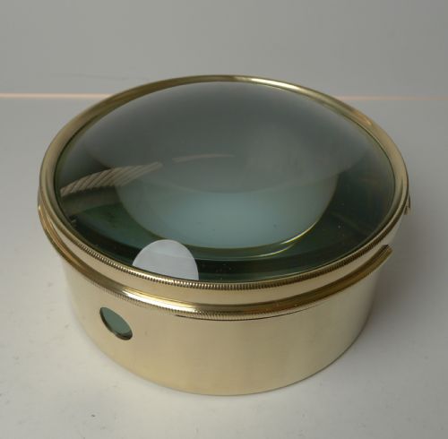 Oversized English Antique Brass Desk Magnifying Glass / Paperweight C.1910