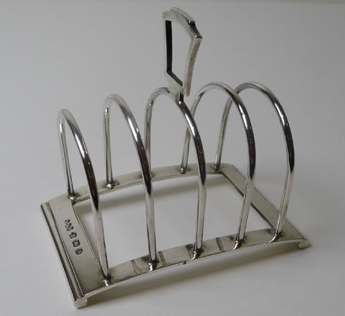 fig 1. English Art Deco Sterling Silver Toast Rack by Hukin & Heath