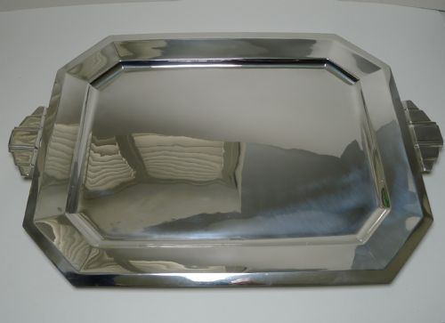 Grand French Silver Plated Drinks Tray by Saglier Freres, Paris - Art Deco