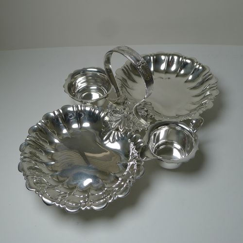Antique English Silver Plated Strawberry Set by Walker & Hall, C.1895
