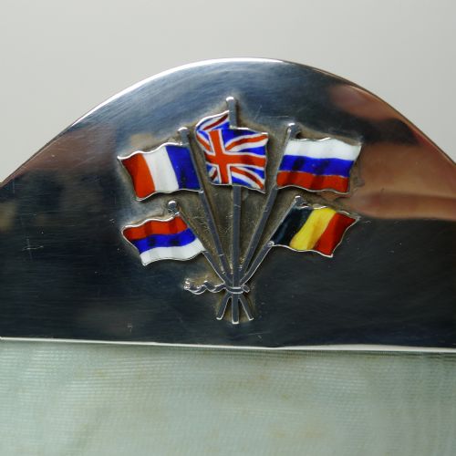 RARE ENGLISH SILVER ENAMEL PICTURE FRAME ALLIES OF 1914 - ADDITIONAL PHOTO 1