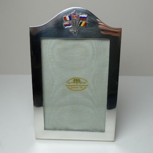 RARE ENGLISH SILVER ENAMEL PICTURE FRAME ALLIES OF 1914 - ADDITIONAL PHOTO 3