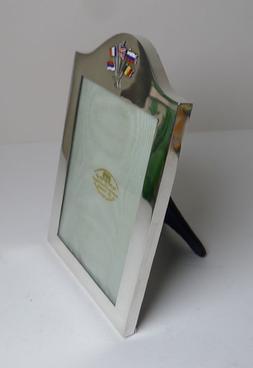 RARE ENGLISH SILVER ENAMEL PICTURE FRAME ALLIES OF 1914 - ADDITIONAL PHOTO 4