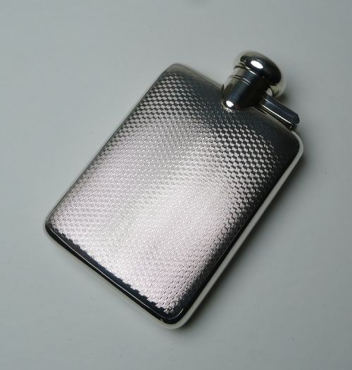 Handsome Small Sterling Silver Hip / Spirit Flask - 1926