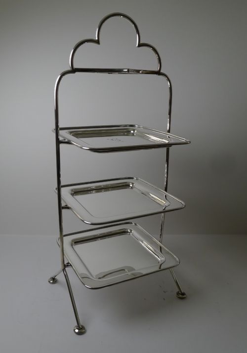 Smart Antique English Three Tier Cake Stand - Square Plates