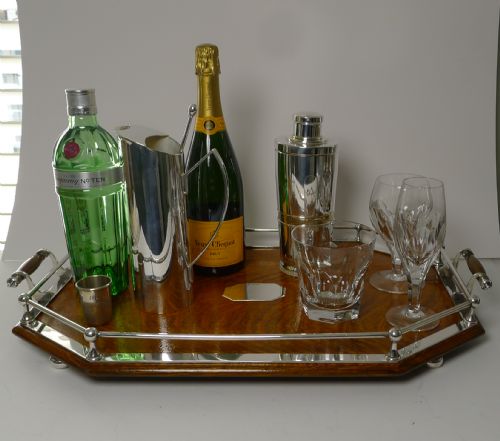 fig 2. Rare Antique English Oak & Solid Sterling Silver Tray - 1904