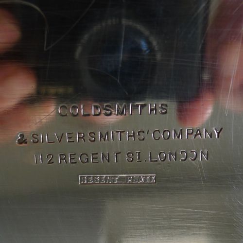 RARE ENORMOUS SILVER PLATED SALVER TRAY C1900 LISTER FAMILY CREST - ADDITIONAL PHOTO 5