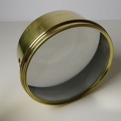 Oversized English Antique Brass Desk Magnifying Glass / Paperweight C.1910