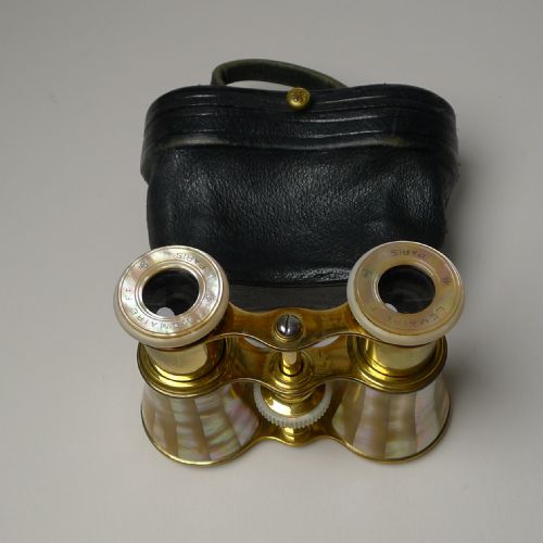 Fine Pair Antique Mother of Pearl Opera Glasses by Lemaire, Paris C.1900