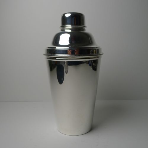 fig 1. Large Silver Plated Cocktail Shaker With Integral Lemon Squeezer