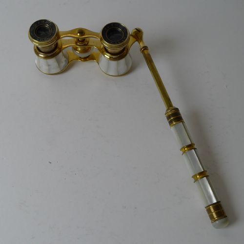 fig 1. Antique Opera Glasses - Mother of Pearl c.1900, Signed, Iris, Paris