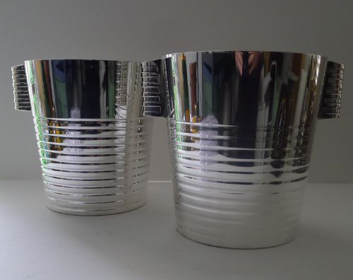 fig 1. Luc Lanel for Christofle Pair Wine / Champagne Cooler - Ondulations c.1932