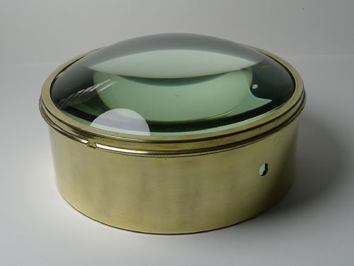 Mammoth English Antique Brass Desk Magnifying Glass / Paperweight C.1910