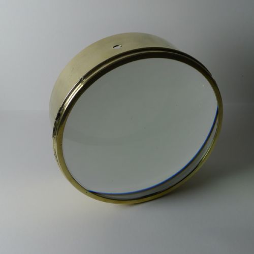 fig 1. Mammoth English Antique Brass Desk Magnifying Glass / Paperweight c.1910