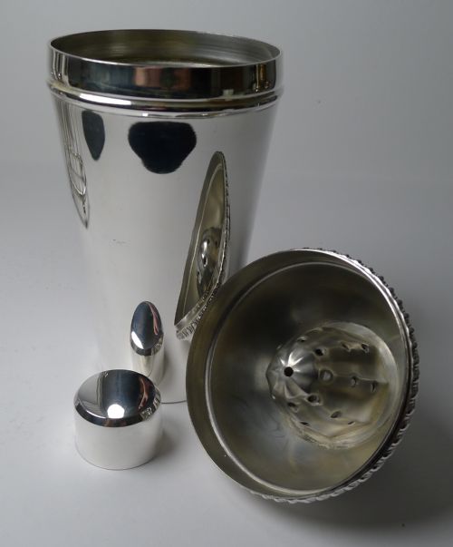 Vintage Italian Silver Plated Cocktail Shaker with Integral Lemon Squeezer