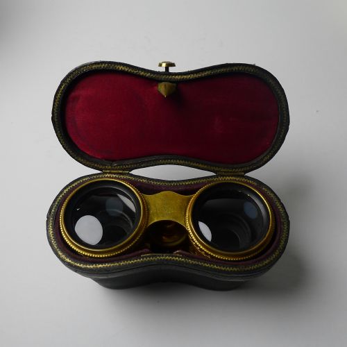 fig 3. Rare French LeMaire, Paris Opera Glasses - Golden Mother of Pearl