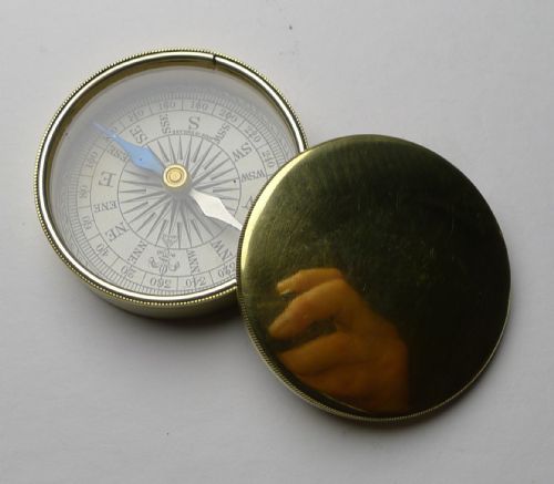 fig 1. Antique English Brass Cased Compass c.1920