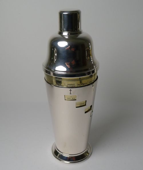 Rare Italian Solid Silver (800) Recipe / Menu Cocktail Shaker C.1940