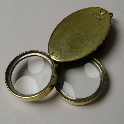 Antique Brass Double Lens Magnifying Glass C.1920