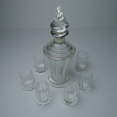 MOSER GLASS 800 SILVER LIQUEUR DECANTER AND SIX SHOT GLASSES - ADDITIONAL PHOTO 10